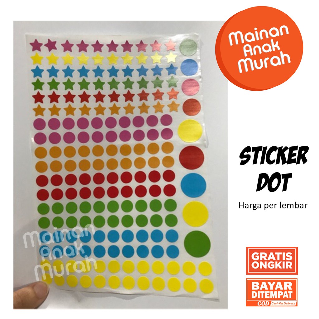 Detail Stiker Bulat Warna Warni Nomer 37