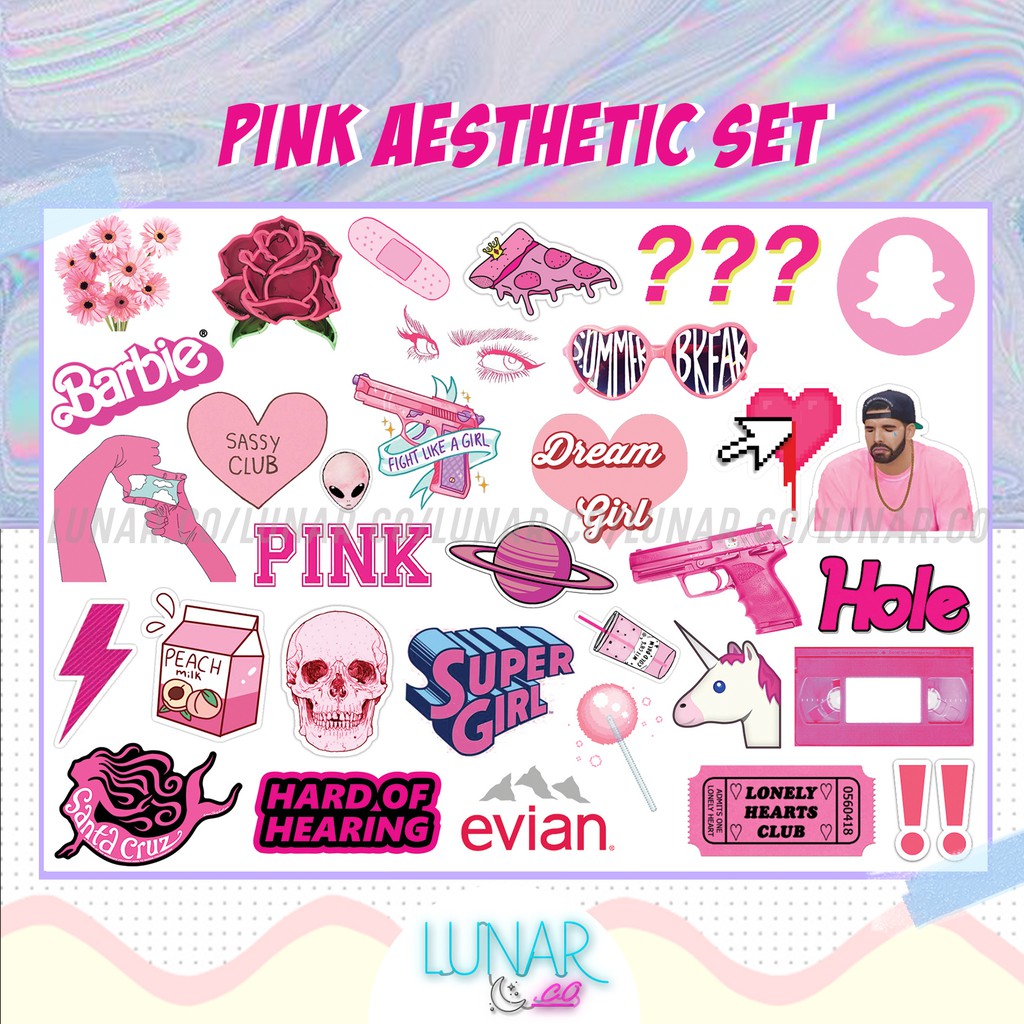 Detail Stiker Estetik Pink Nomer 54