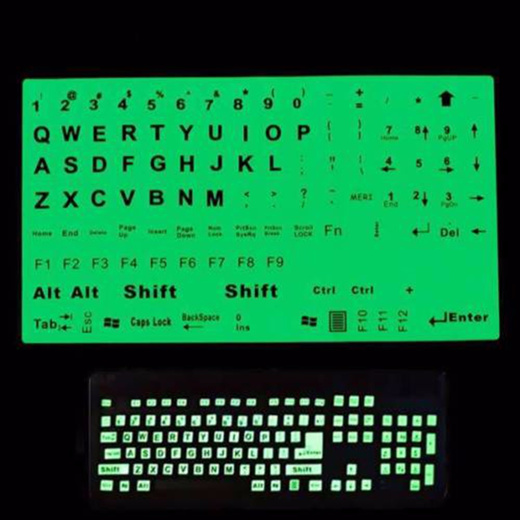 Detail Stiker Keyboard Glow In The Dark Nomer 33