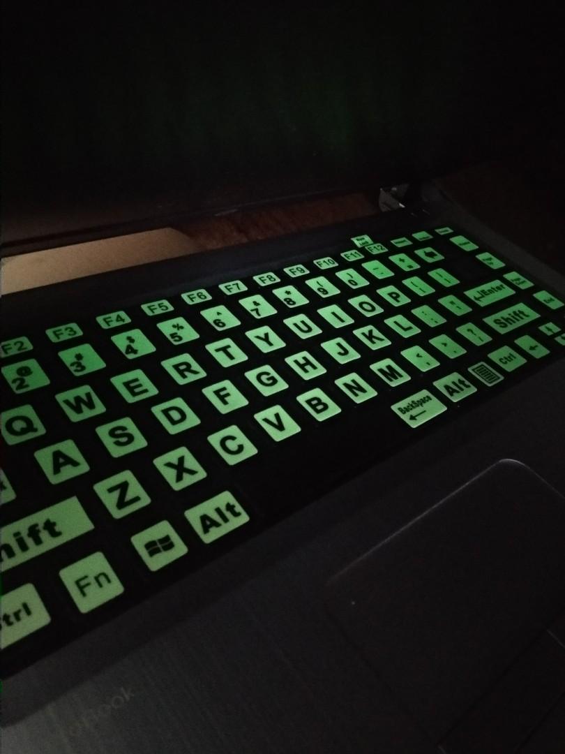 Detail Stiker Keyboard Glow In The Dark Nomer 43