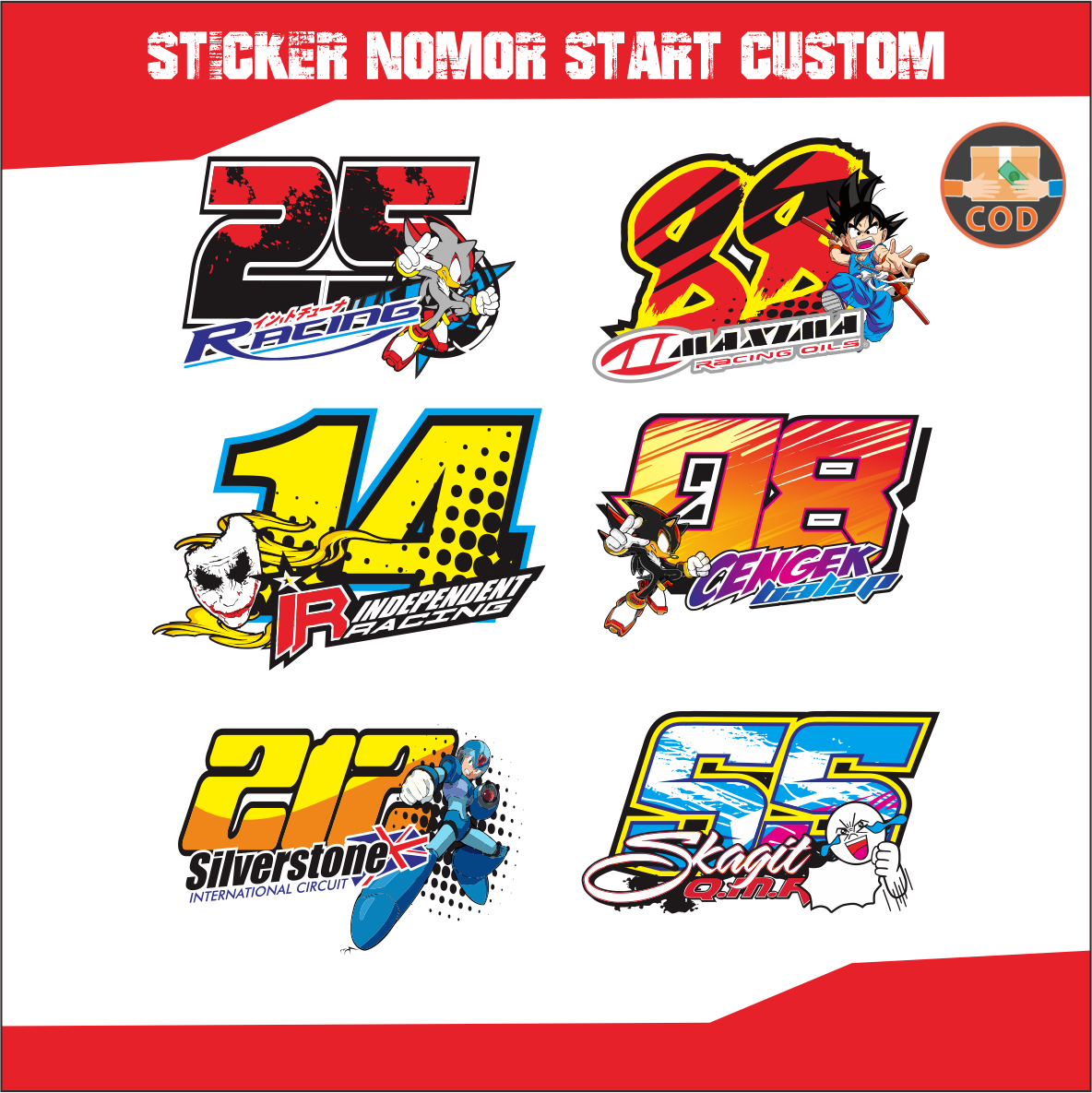 Detail Stiker No Start Nomer 13