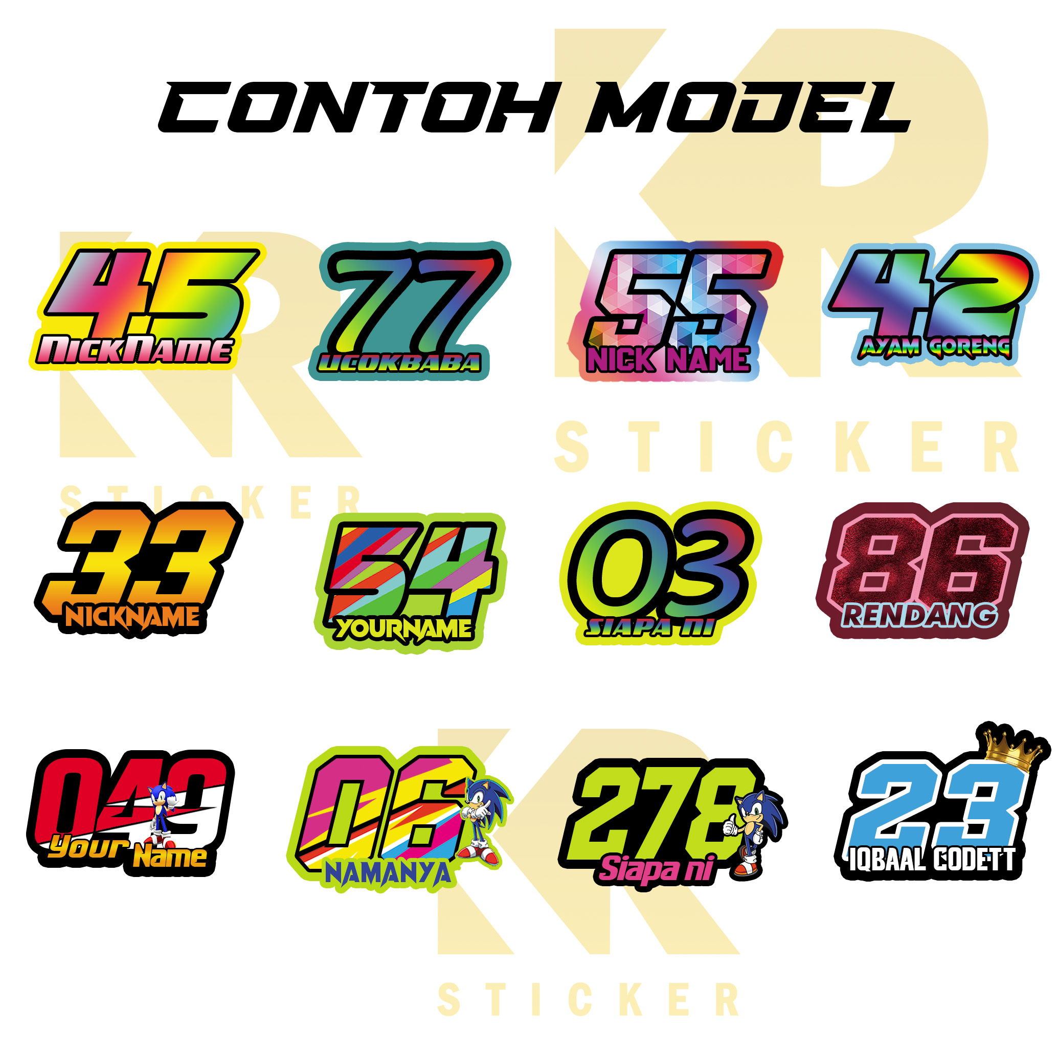 Detail Stiker Nomor Balap Road Race Nomer 49