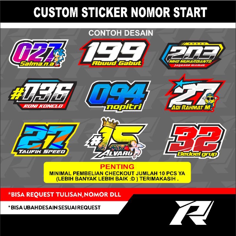 Detail Stiker Nomor Start Nomer 10