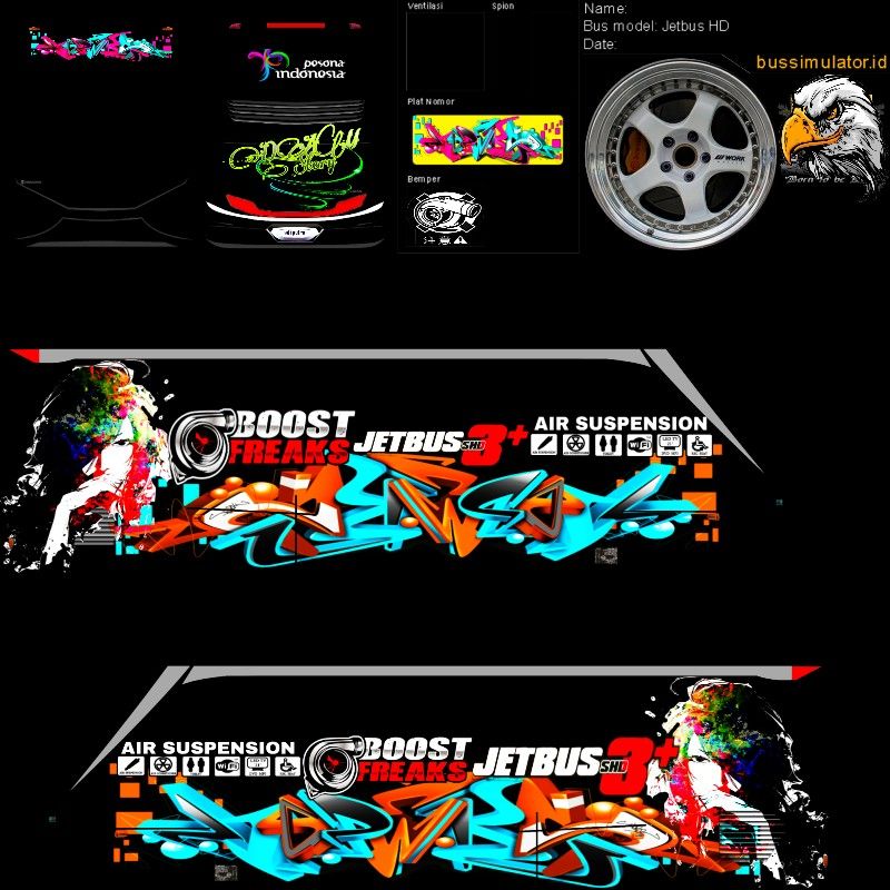 Detail Stiker Simulator Bus Nomer 2