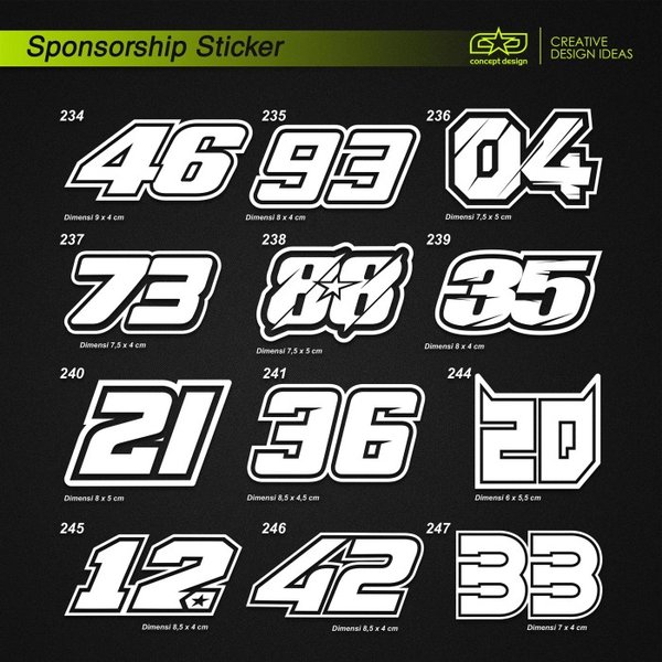 Detail Stiker Sponsor Balap Nomer 21