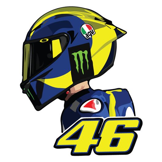 Detail Stiker Valentino Rossi 46 Nomer 10