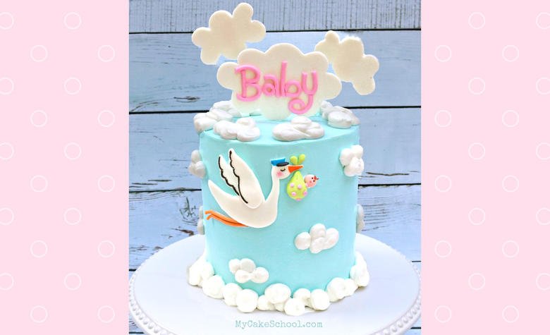 Stork Baby Shower Cake - KibrisPDR