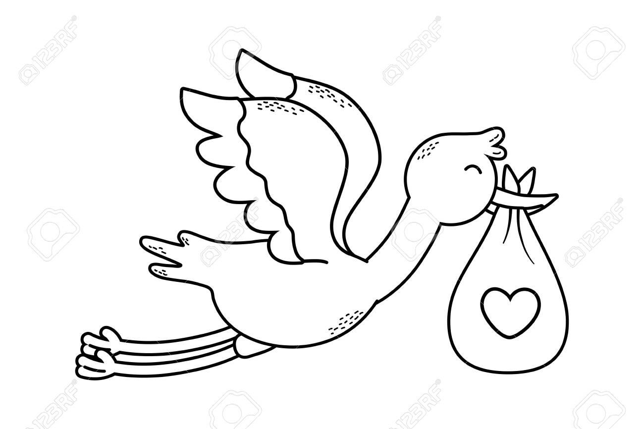 Detail Stork Clipart Black And White Nomer 24