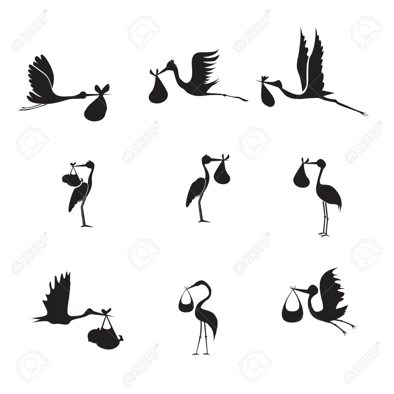 Detail Stork With Baby Clipart Nomer 33