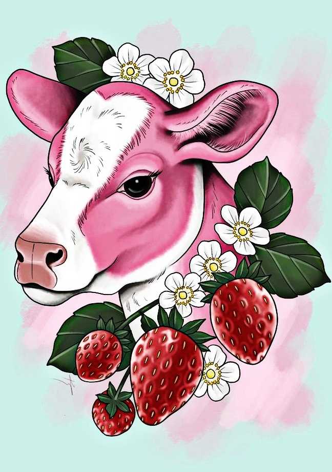 Detail Strawberry Cow Background Nomer 45