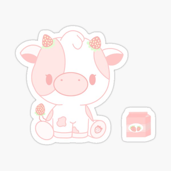 Detail Strawberry Cow Stickers Nomer 2
