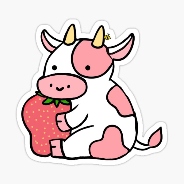 Detail Strawberry Cow Stickers Nomer 14