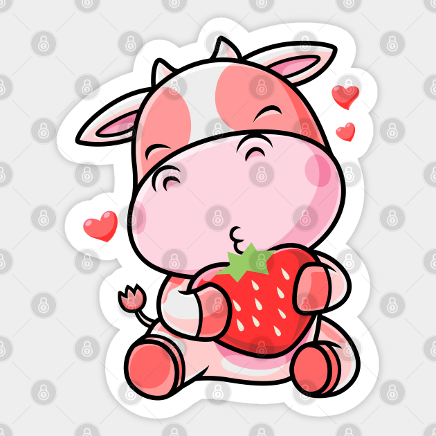 Detail Strawberry Cow Stickers Nomer 22