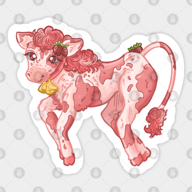 Detail Strawberry Cow Stickers Nomer 34