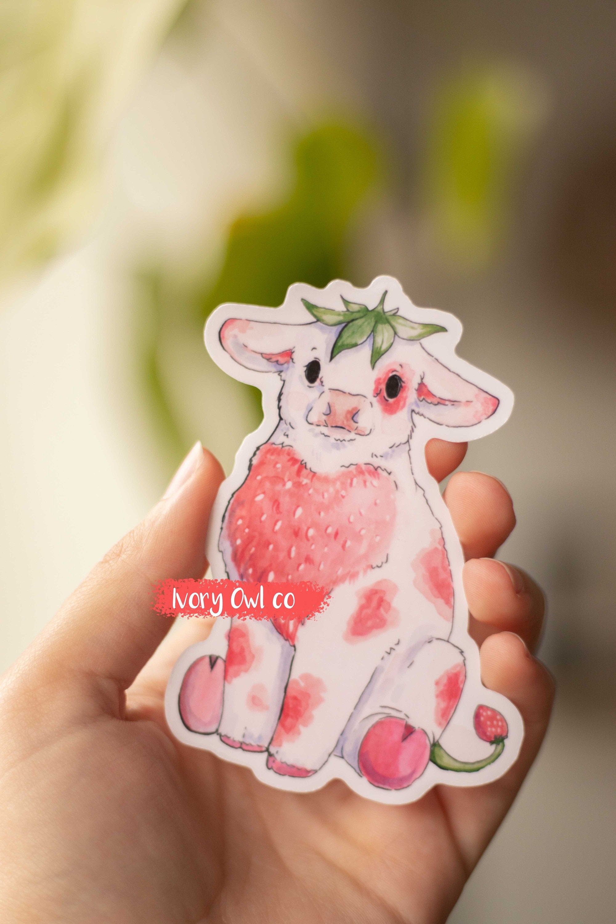 Detail Strawberry Cow Stickers Nomer 42