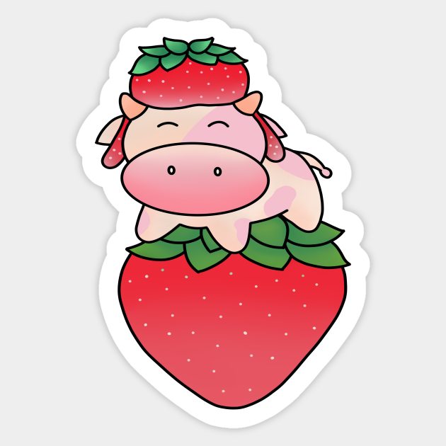 Detail Strawberry Cow Stickers Nomer 46