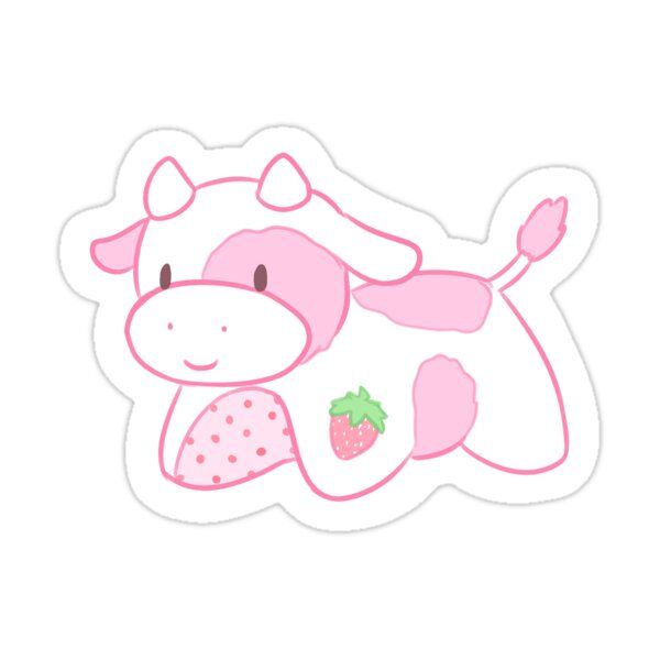 Detail Strawberry Cow Stickers Nomer 48