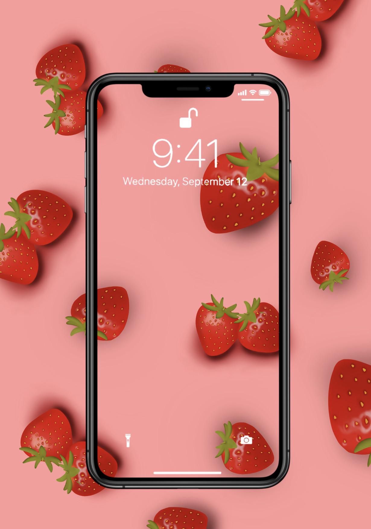 Detail Strawberry Wallpaper For Iphone Nomer 2