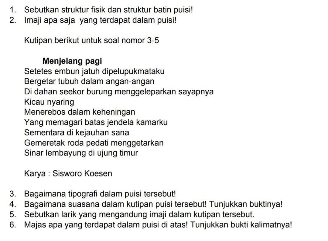 Detail Struktur Dalam Puisi Nomer 9