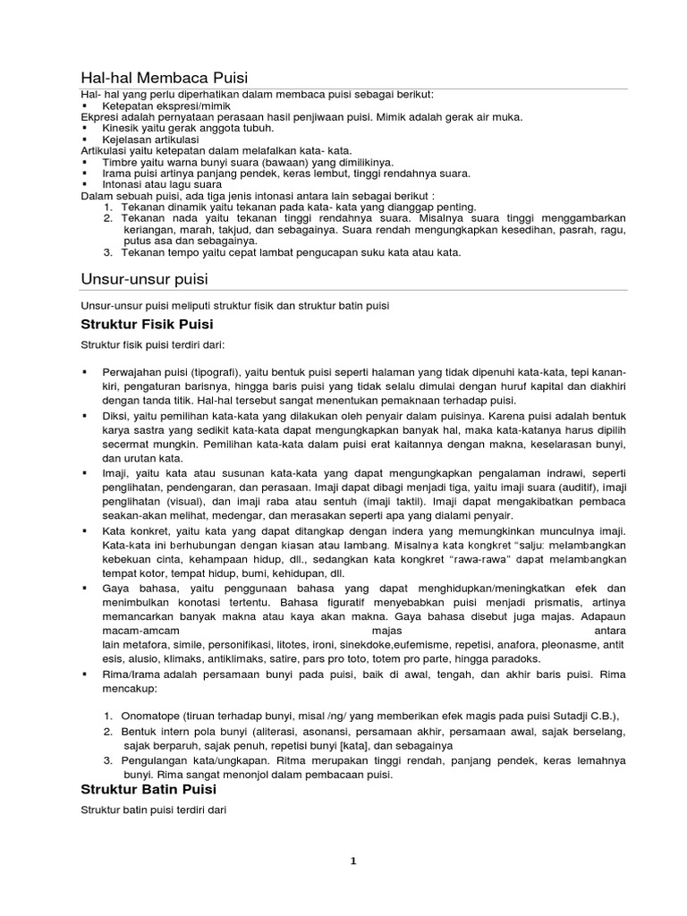 Detail Struktur Lahir Puisi Nomer 51