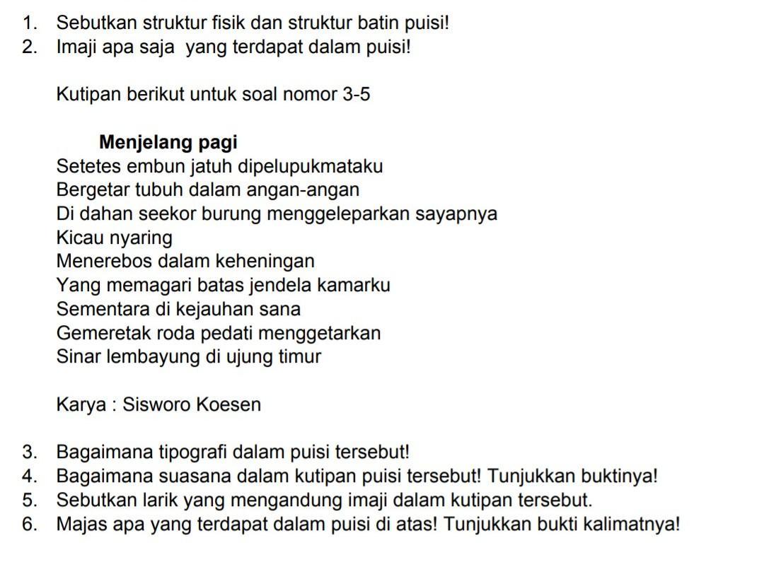 Detail Struktur Lahir Puisi Nomer 9