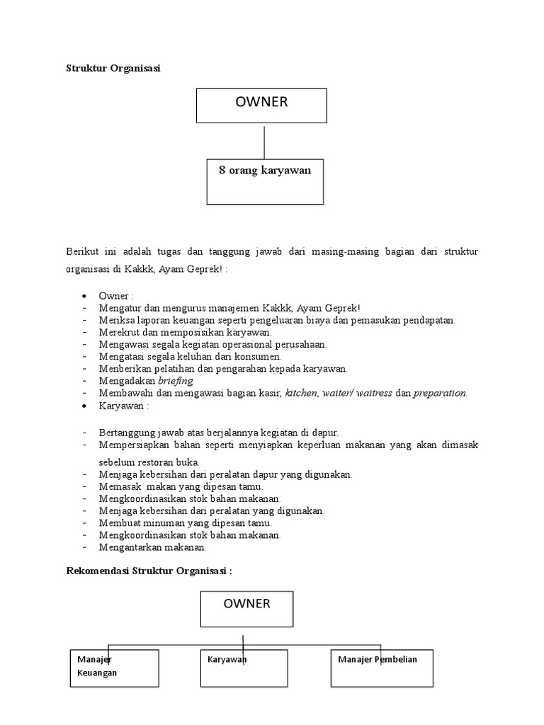 Detail Struktur Organisasi Restoran Nomer 21