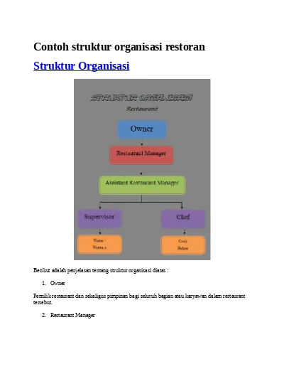 Detail Struktur Organisasi Restoran Nomer 8