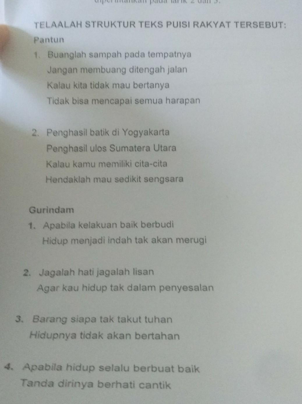 Detail Struktur Puisi Rakyat Nomer 12