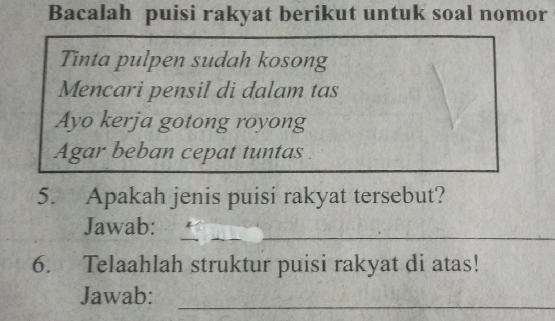 Detail Struktur Puisi Rakyat Nomer 20