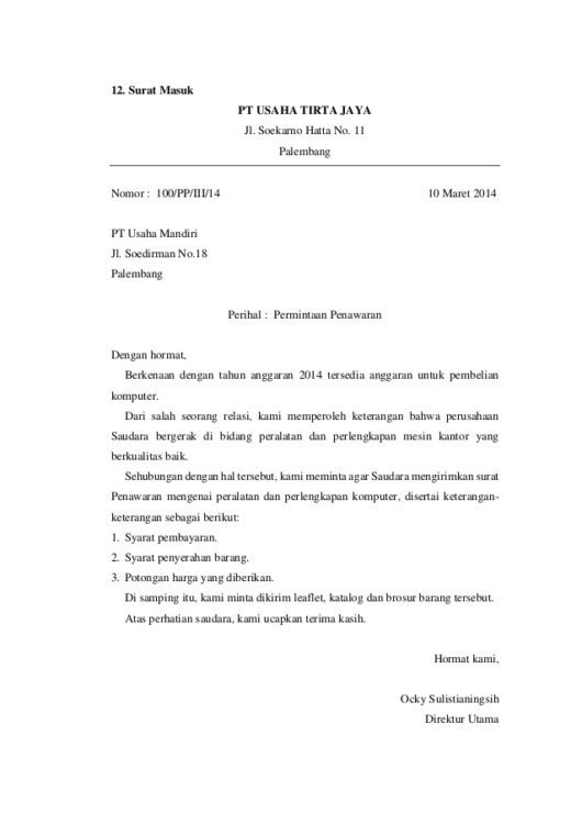 Detail Struktur Surat Niaga Nomer 42
