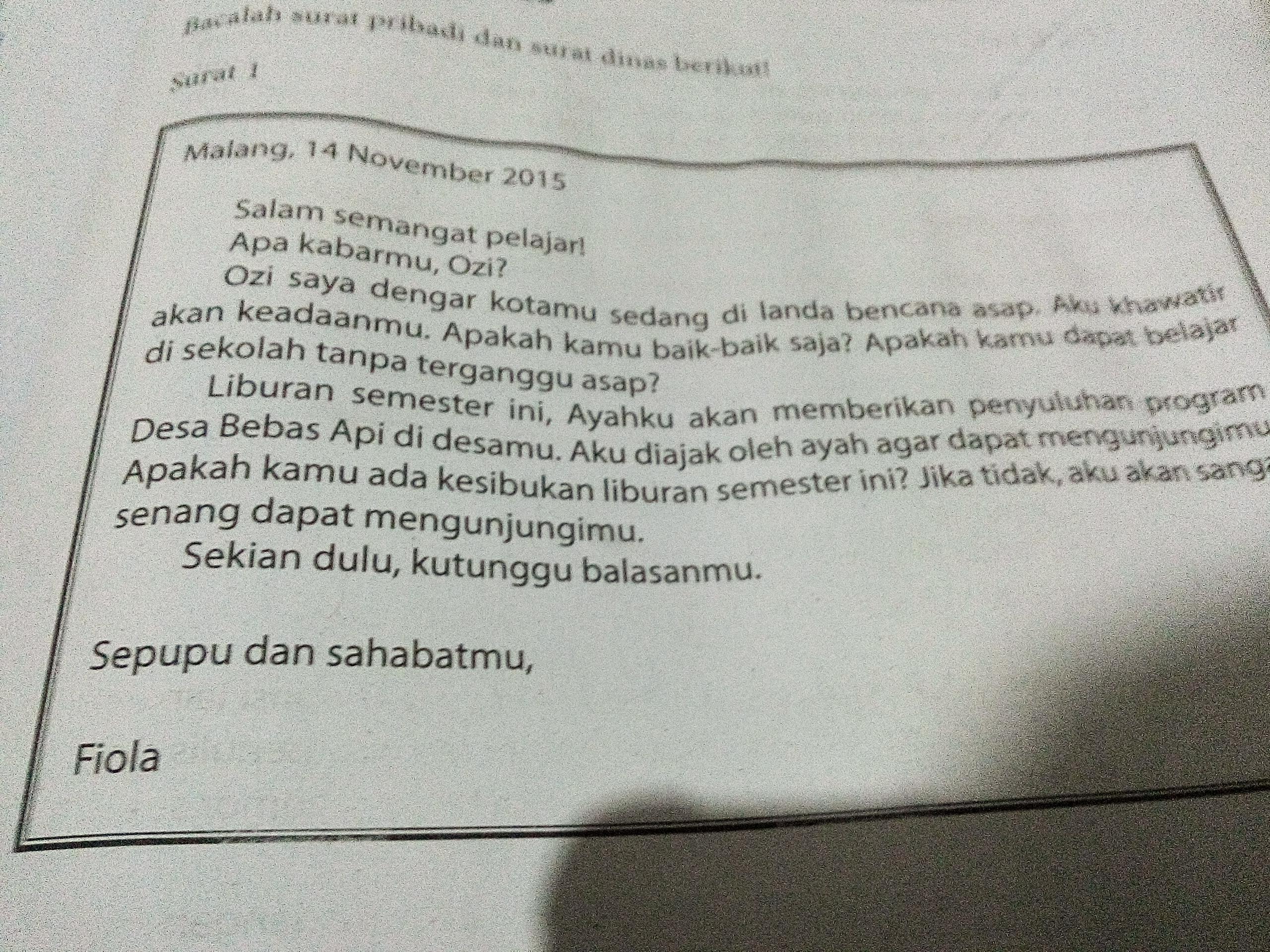 Detail Struktur Surat Pribadi Nomer 9