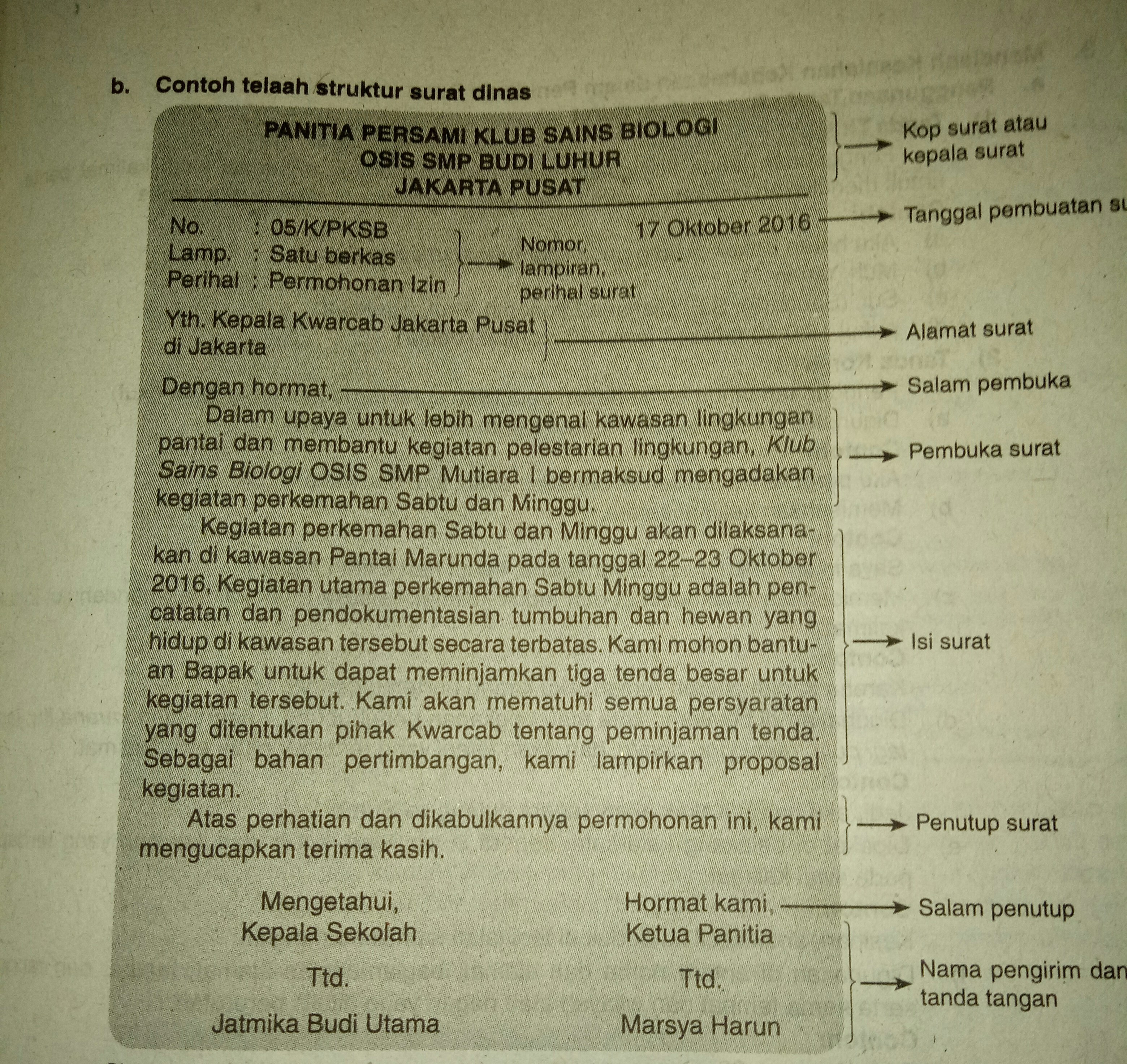 Detail Struktur Surat Tidak Resmi Nomer 38