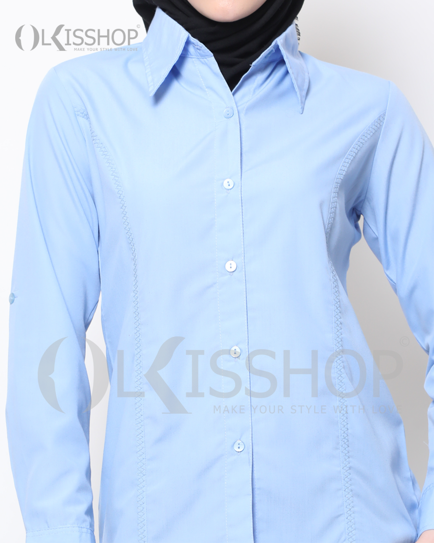 Detail Style Kemeja Biru Wanita Nomer 25