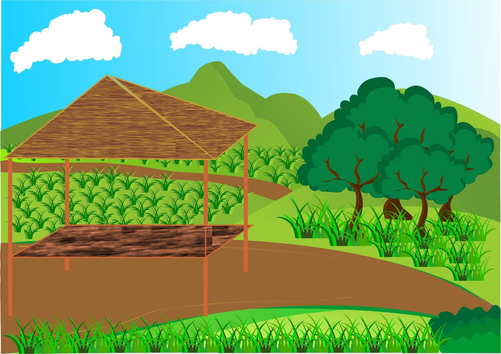 Detail Suasana Desa Dan Hutan Gambar 2d Nomer 17