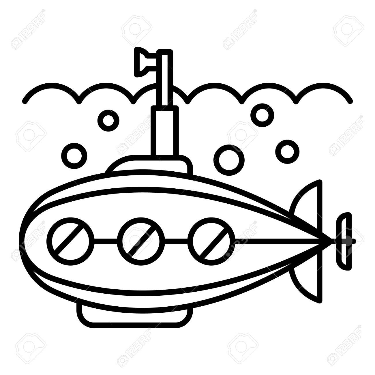 Detail Submarine Clipart Black And White Nomer 46