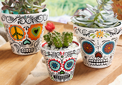 Detail Sugar Skull Flower Vase Nomer 10