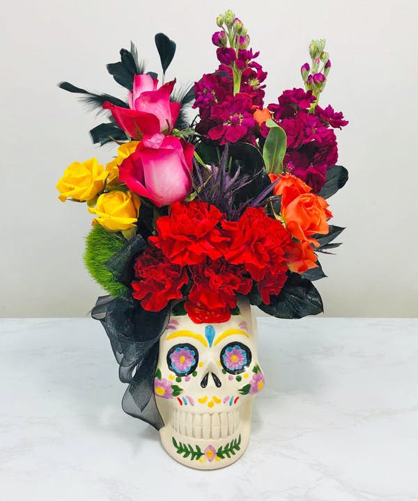 Detail Sugar Skull Flower Vase Nomer 17