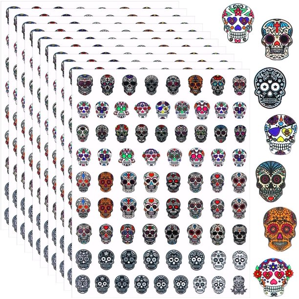 Detail Sugar Skull Nail Art Stickers Nomer 26