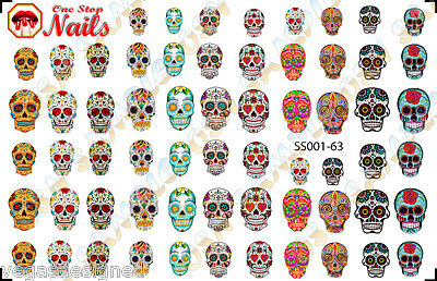 Detail Sugar Skull Nail Art Stickers Nomer 5