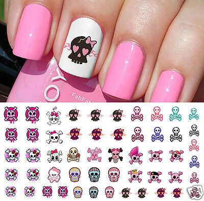 Detail Sugar Skull Nail Art Stickers Nomer 44