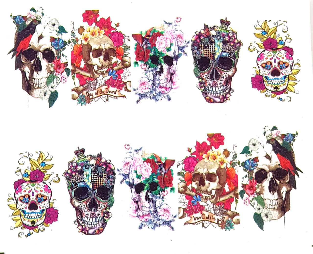 Detail Sugar Skull Nail Art Stickers Nomer 45