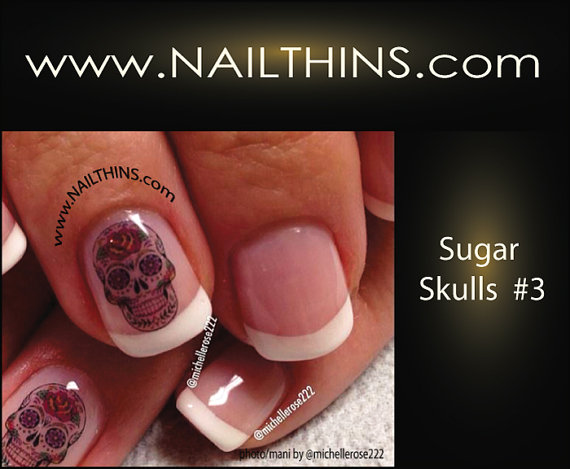 Detail Sugar Skull Nail Art Stickers Nomer 49