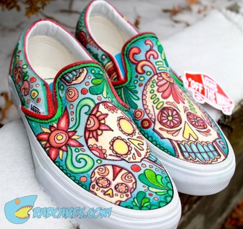 Detail Sugar Skull Shoes Vans Nomer 10