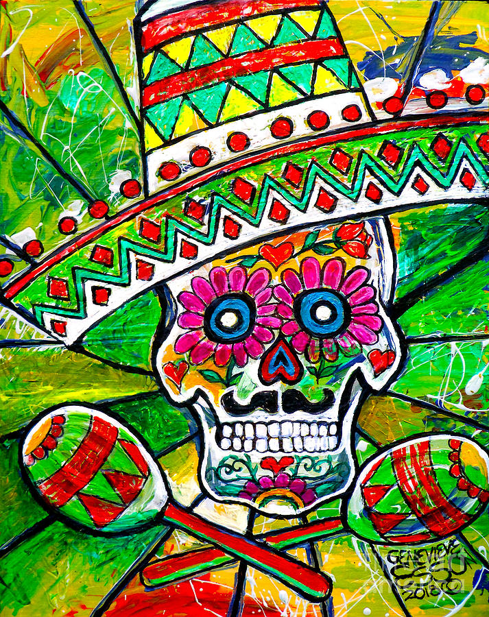 Detail Sugar Skull With Sombrero Nomer 19