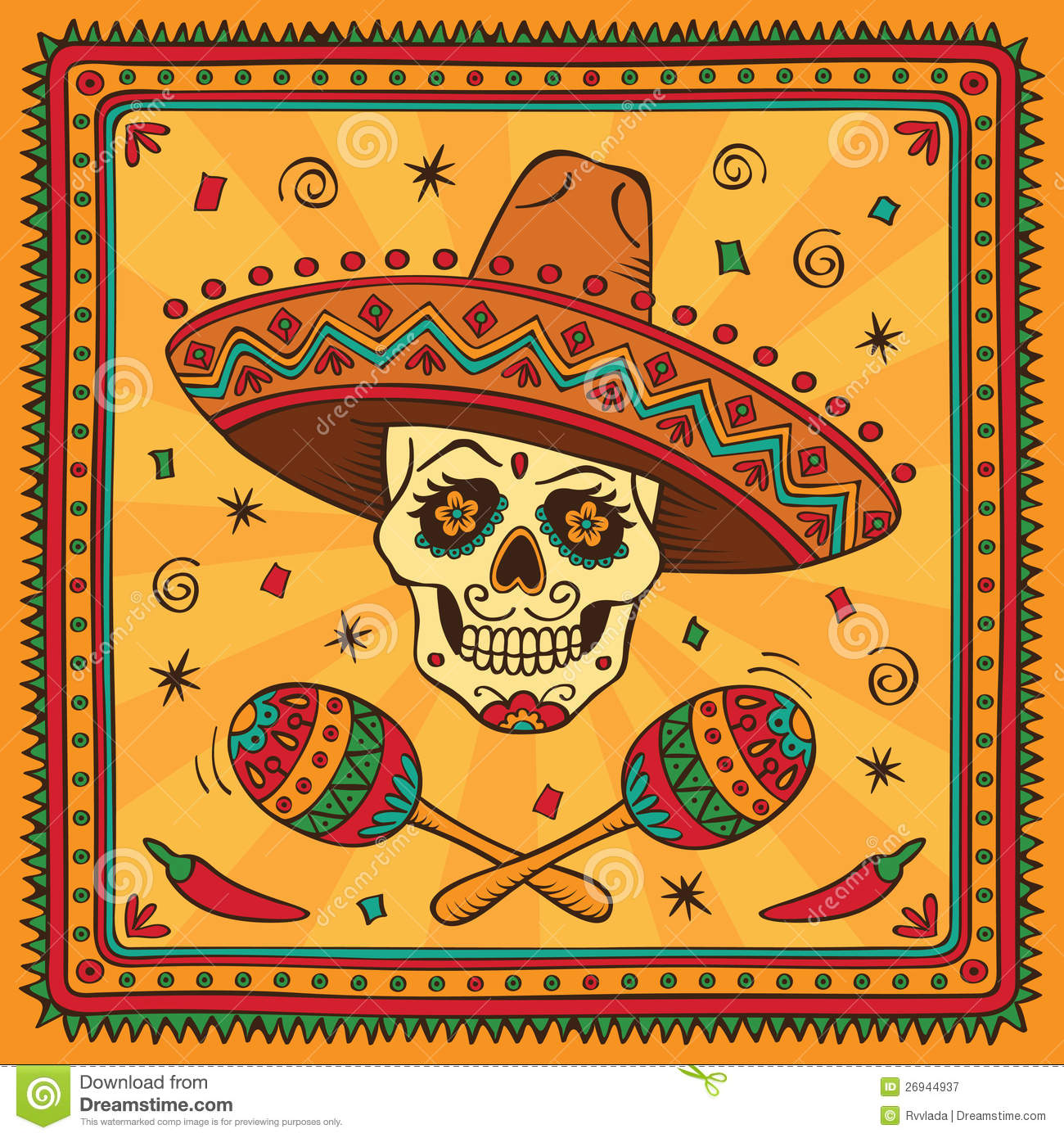 Detail Sugar Skull With Sombrero Nomer 24