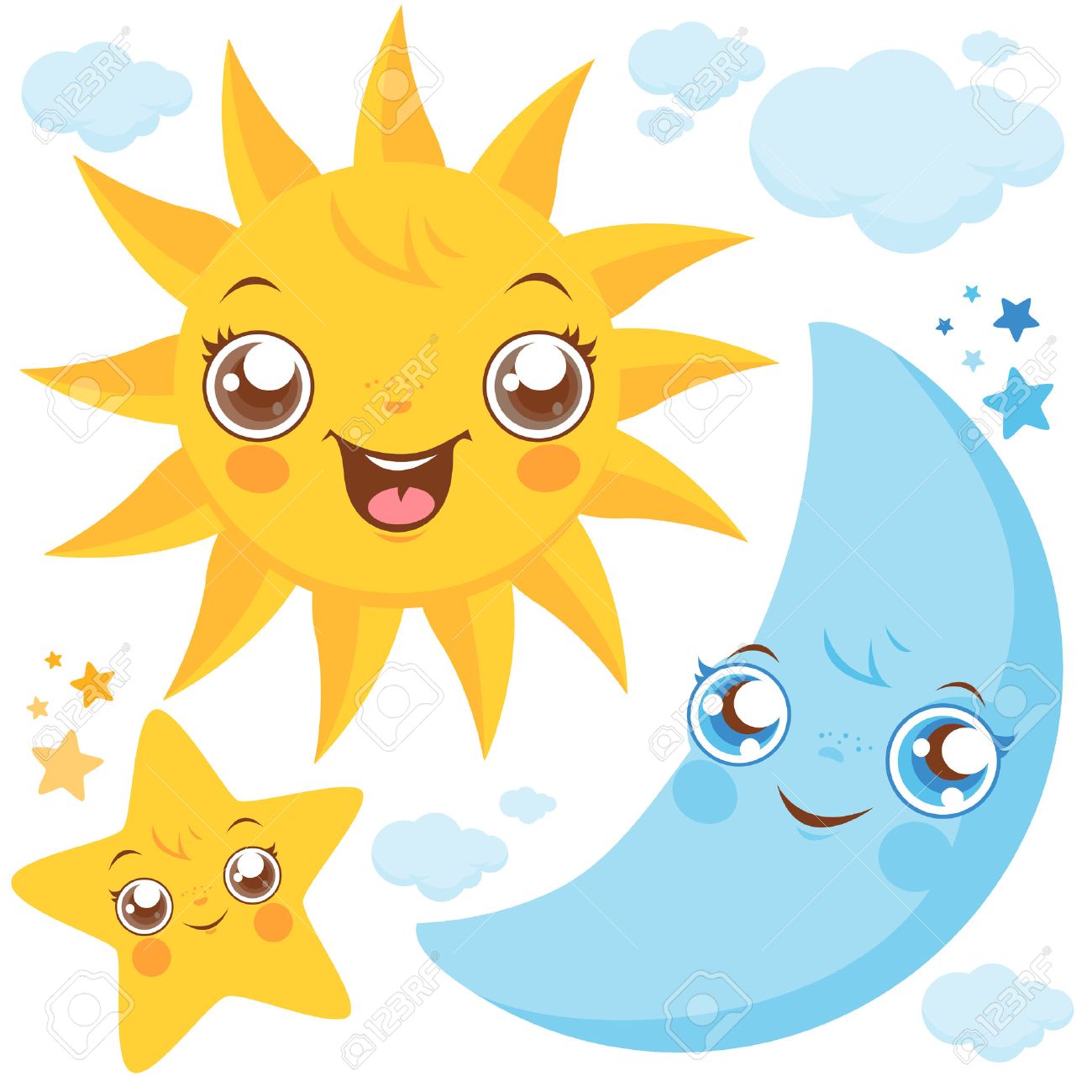 Detail Sun Moon And Stars Clipart Nomer 2