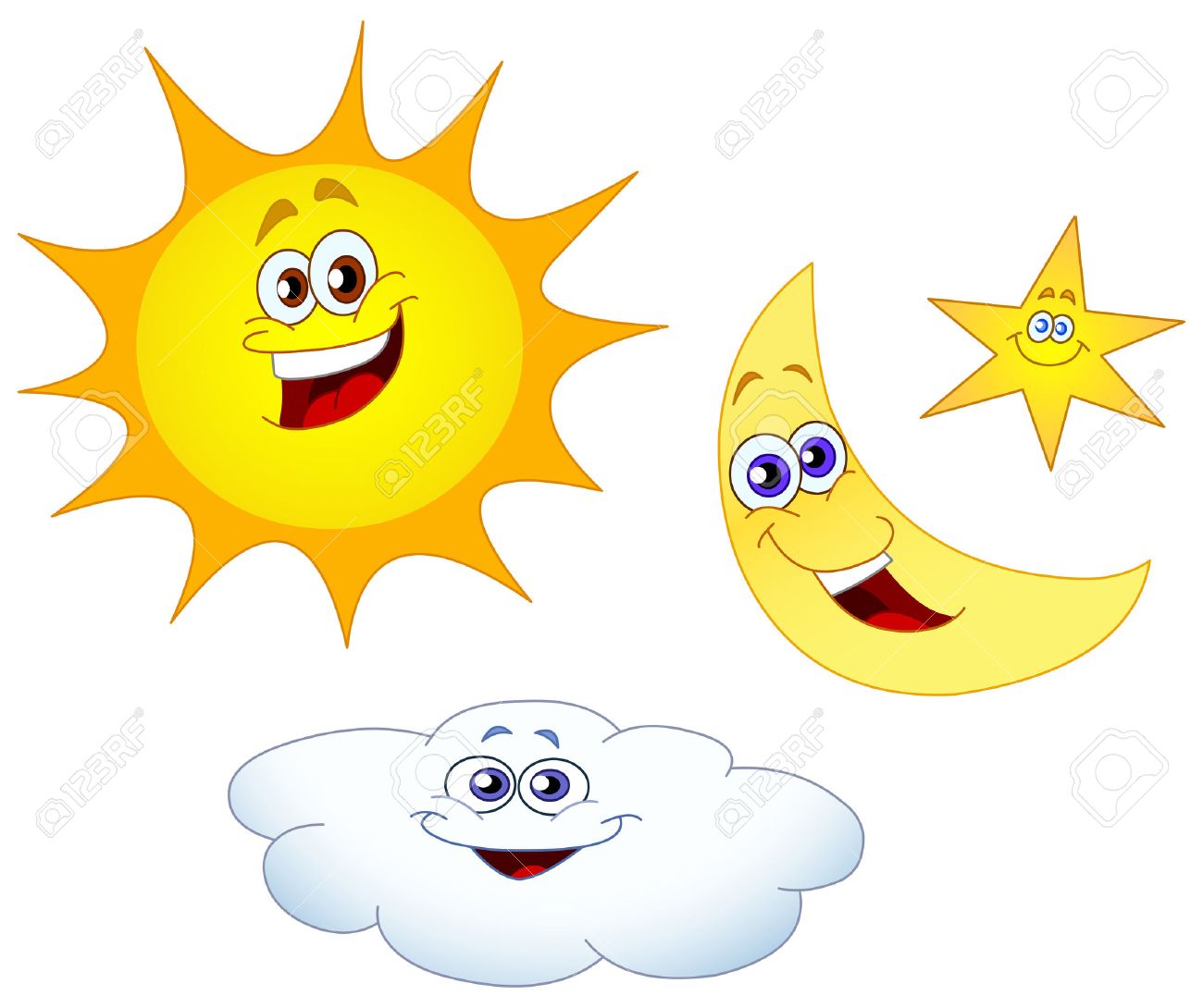 Detail Sun Moon And Stars Clipart Nomer 4