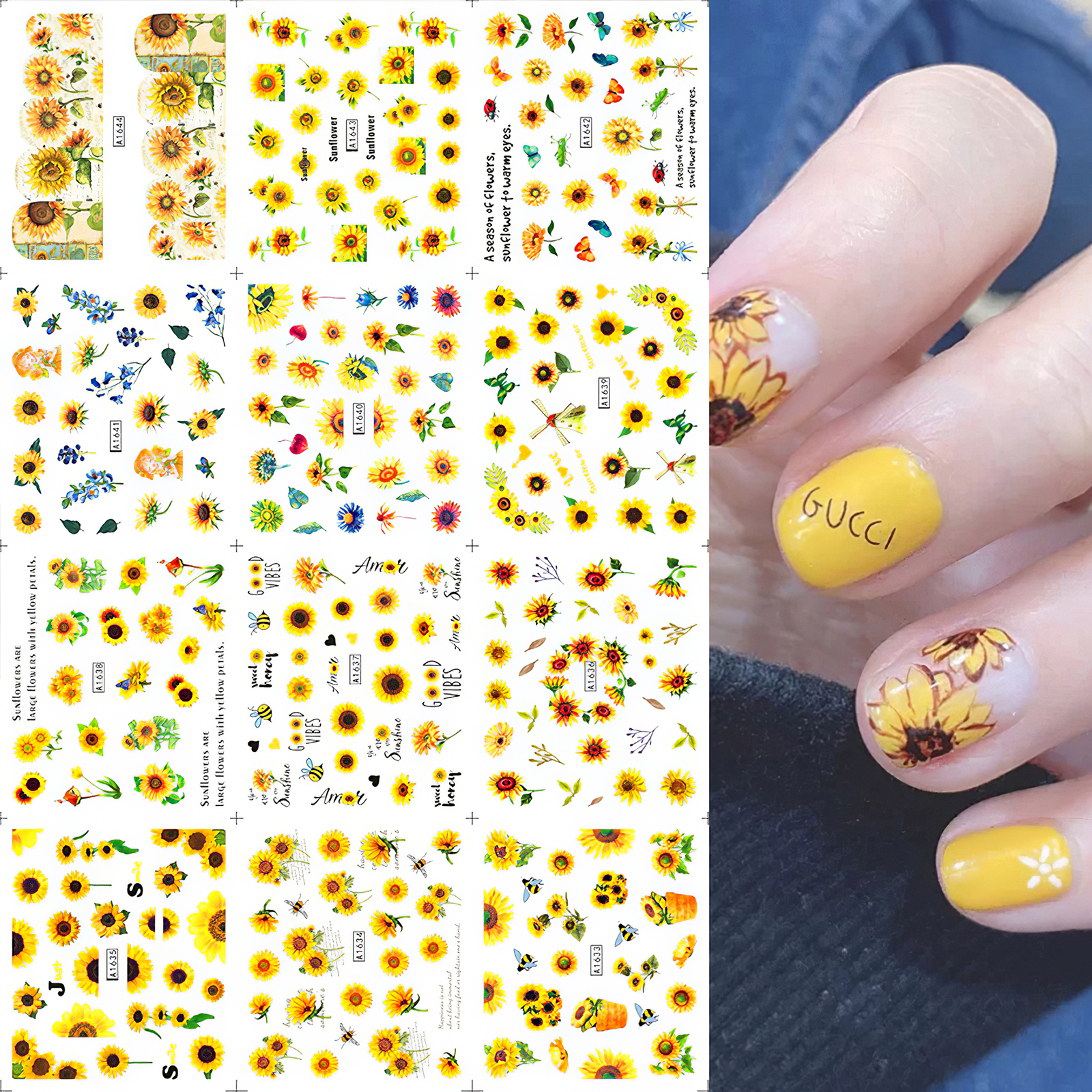 Sunflower Nail Art Stickers - KibrisPDR
