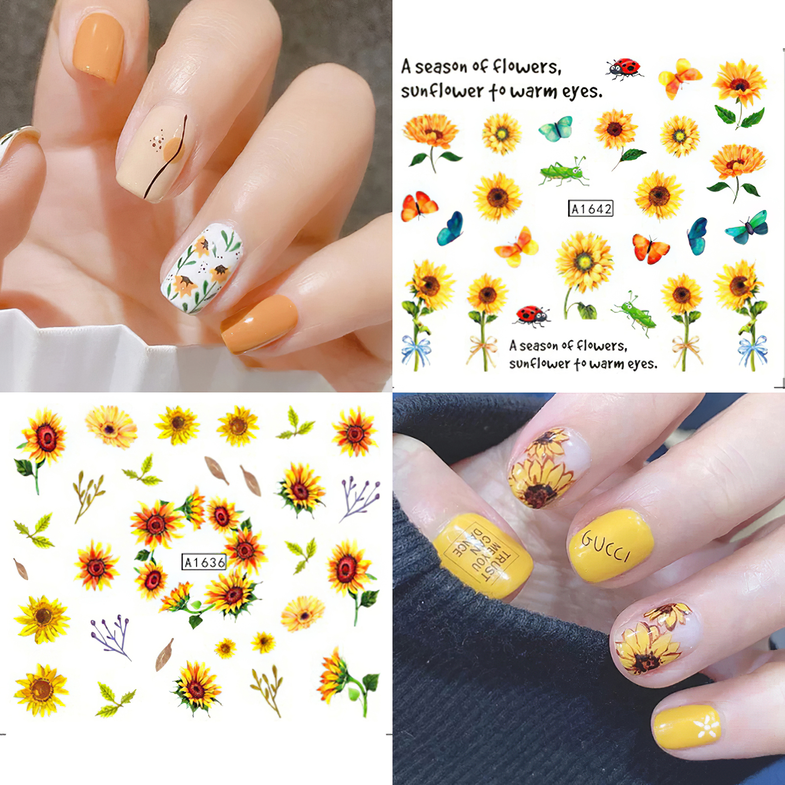 Detail Sunflower Nail Art Stickers Nomer 16