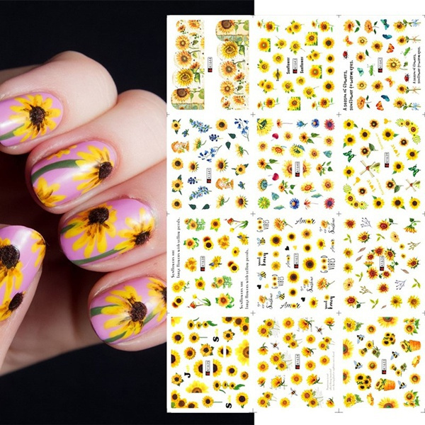 Detail Sunflower Nail Art Stickers Nomer 24